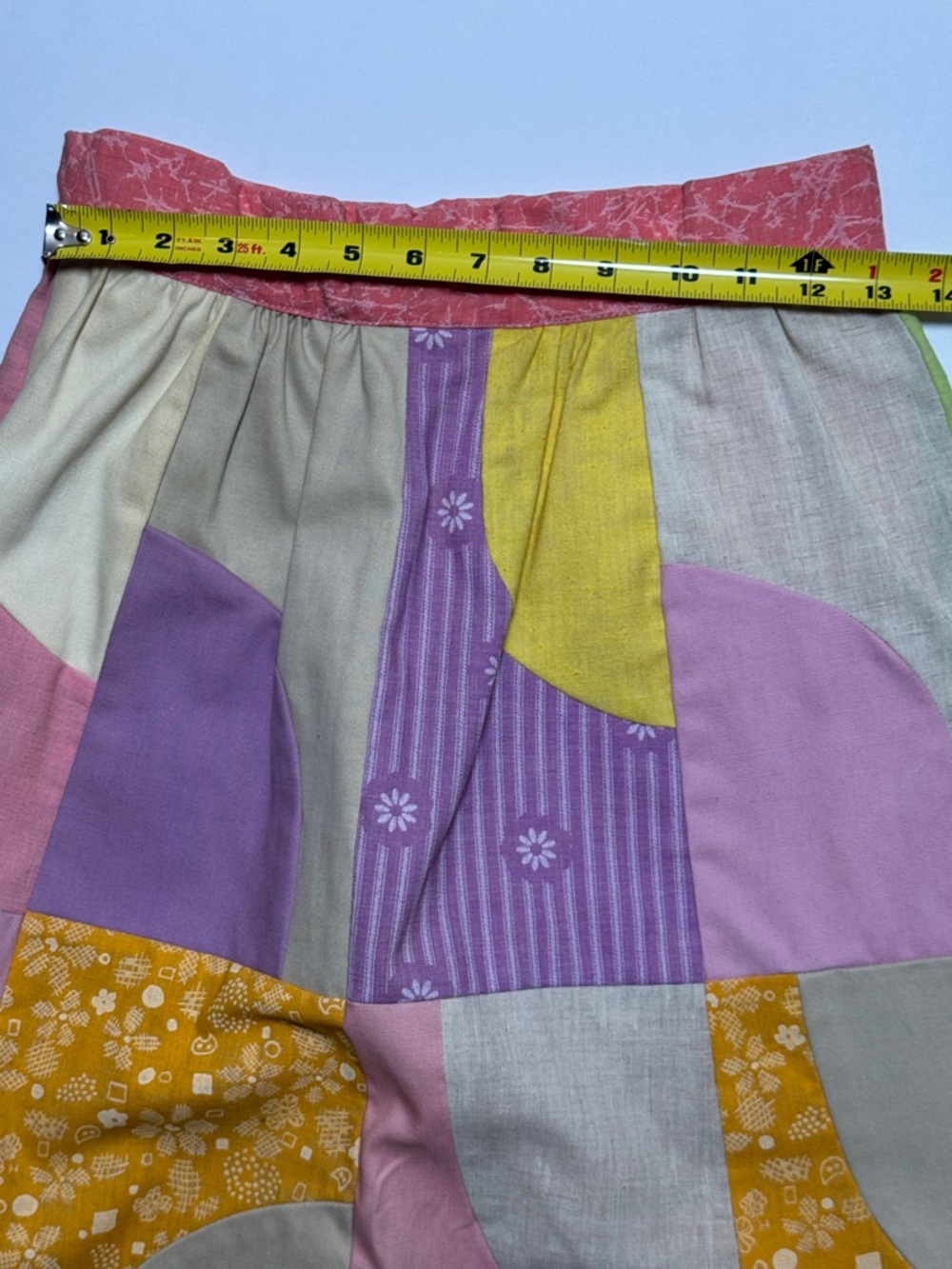 VINTAGE Saks Fifth Avenue Patchwork‎ Maxi Skirt Colorful Pastel Talon Zipper 12 - Picture 3 of 11